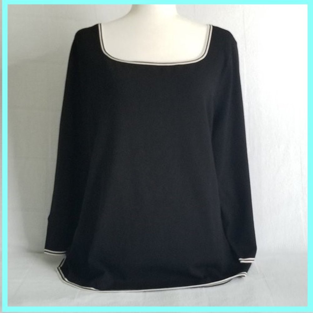 Talbots 3/4 Sleeve Square Neck Sweater Sz XL